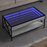 VidaXL Măsuță de cafea cu LED infinity, gri sonoma, 90x50x38 cm