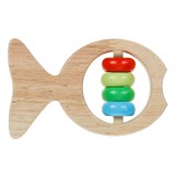 Jucărie Zornăitoare Lemn, Peștișor, Inele Multicolor, 11x7cm, Oem