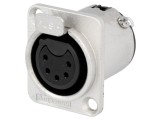 Soclu XLR Mamă 5 Pin Drept cu Buton de Lipire