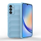 Husa pentru samsung galaxy a34 5g, antisoc, margini cu striatii, design minimalist, bleu
