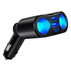 Splitter bricheta auto cu voltmetru/USB, 3,1A, 1A, 12/24V DC, 100W, 13 x 7,5 x 3,2cm, negru