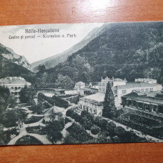 carte postala necirculata baile herculane anul 1929 - casino si parcul