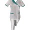Costum Medical Pe Stil, Alb cu Elastan Cu Paspoal si Garnitură Turcoaz inchis, Model Nicoleta - 4XL, 2XL