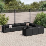 vidaXL Set canapele de grădină cu perne, 10 piese, negru, poliratan 3308331