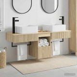 Cumpara ieftin Set dulap baie 3 buc. Stejar Sonoma 130 x 41 x 80 cm