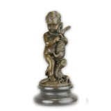 Baietel cu iepuras-statueta din bronz pe un soclu din marmura BX-30