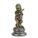 Baietel cu iepuras-statueta din bronz pe un soclu din marmura BX-30, Animale