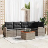 VidaXL Set de Canapea de Grădină Gri 6 pcs Gri Mediu Ratan &amp; Tesatura