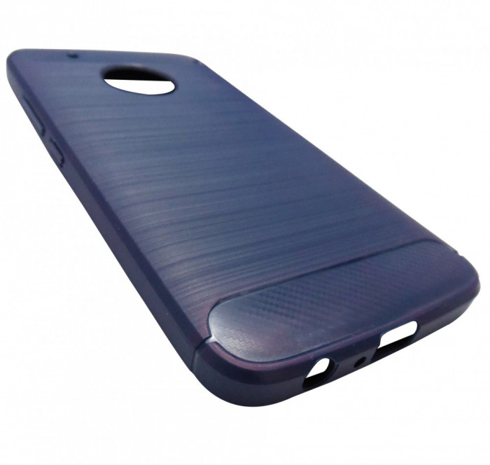 Husa Forcell Carbon silicon bleumarin pentru Motorola Moto G5 Plus