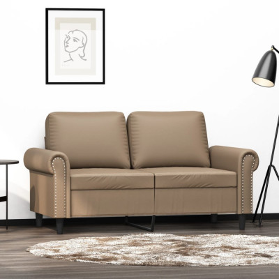 vidaXL Canapea cu 2 locuri, cappuccino, 120 cm, piele ecologică foto