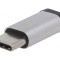 Adaptor OTG USB 2.0 Argintiu Micro USB B și USB C