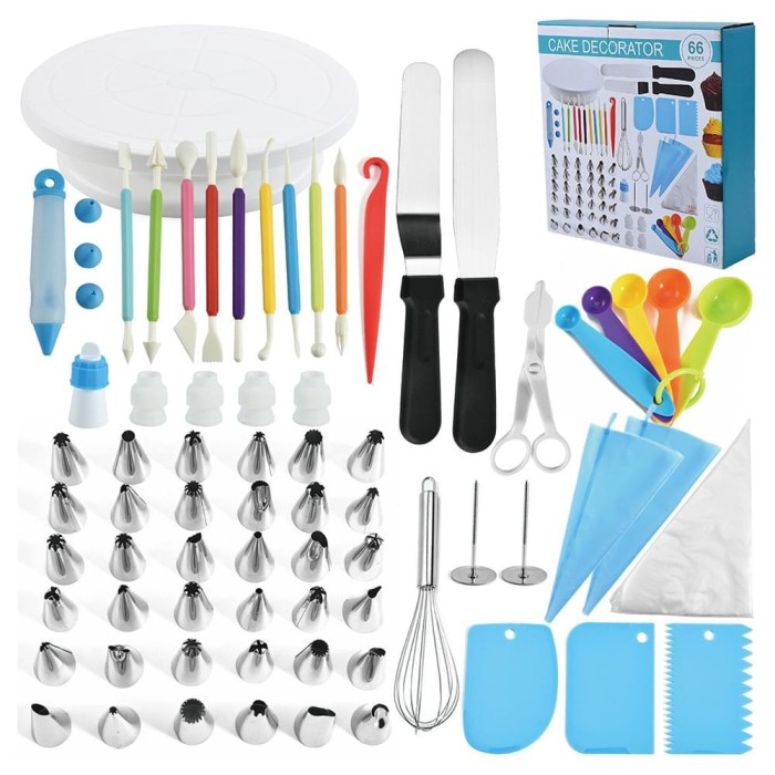 Set de Patiserie cu 66 de Piese si Sabloane pentru Decorarea Torturilor si Prajiturilor Handy KitchenServ