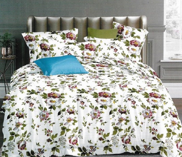 Lenjerie de pat pentru o persoana cu 2 huse de perna dreptunghiulara, Daruka, bumbac mercerizat, multicolor