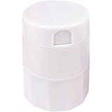 Cutie pastile multifunctionala, flippy, 4 in 1, pahar apa, taiere, sfaramare, depozitare, compact, abs cu lama din inox, alb, 8.7x6.2x4.1 cm