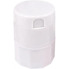 Cutie pastile multifunctionala, flippy, 4 in 1, pahar apa, taiere, sfaramare, depozitare, compact, abs cu lama din inox, alb, 8.7x6.2x4.1 cm