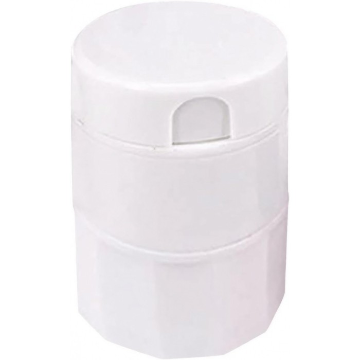 Cutie pastile multifunctionala, flippy, 4 in 1, pahar apa, taiere, sfaramare, depozitare, compact, abs cu lama din inox, alb, 8.7x6.2x4.1 cm