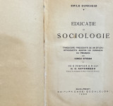 EDUCATIE SI SOCIOLOGIE de EMILE DURKHEIM , 1930