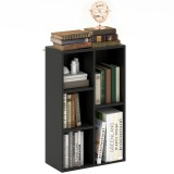 HOMCOM Bibliotecă raft de depozitare 2 niveluri cu 5 compartimente, pentru sufragerie dormitor birou, 50x24x80cm, negru | Aosom Romania