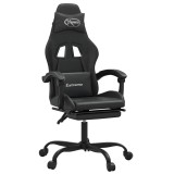 Cumpara ieftin Scaun de gaming pivotant/suport picioare negru piele ecologica