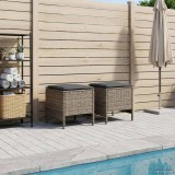 vidaXL Taburet pentru grădină 2 Bucată Gri și gri &icirc;nchis Ratan PE 42025385