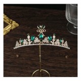Cumpara ieftin Diadema (Coronita) Mireasa, Model Regal cu Pietre si Strasuri,Auriu cu Verde Smarald - 76023