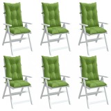 vidaXL Perne scaun spătar &icirc;nalt 6 buc. melanj verde 120x50x7 cm textil 4002363