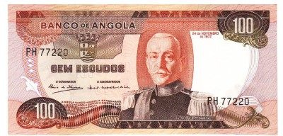 Angola 100 Kwanzas 1972 P-101 Seria PH77220 foto