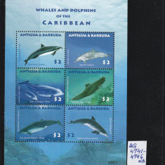 Antigua & Barbuda 2010-Fauna,Balene si delfini,bloc 6 val.MNH,Mi.4741-4746 KB