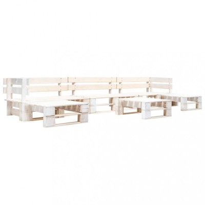 vidaXL Set mobilier grădină din paleți, 6 piese, alb, lemn 277399 foto