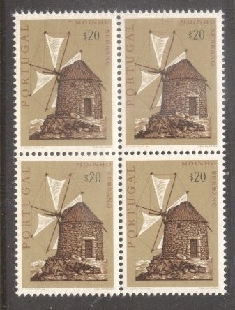 Portugal 1971 Windmills x 4, block, MNH S.152