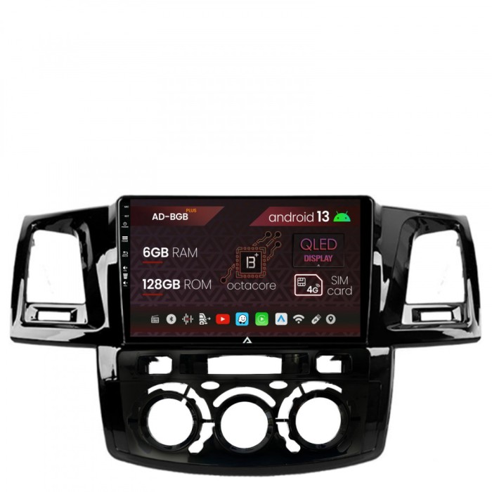 Navigatie Toyota Hilux (2008-2014) Clima Manuala, Android 13, B-Octacore 6GB RAM + 128GB ROM, 9 Inch - AD-BGB9006+AD-BGRKIT082
