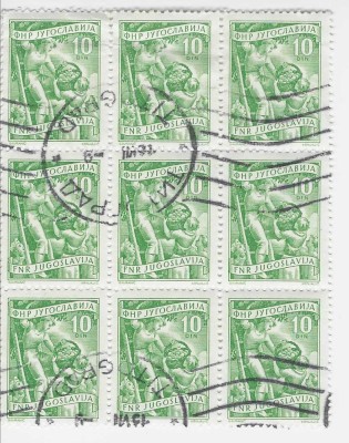 IUGOSLAVIA- BLOC DE 9 STAMPILAT foto