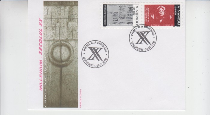 C12 - FDC Romania - Milenium - secolul XX - (I) - LP1519 - an 2000