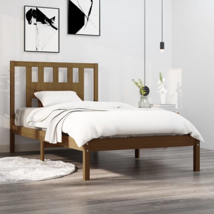 vidaXL Cadru de pat, maro miere, 100x200 cm, lemn masiv de pin 3104056