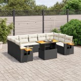 vidaXL Set canapele de grădină cu perne, 10 piese, negru, poliratan 3273660