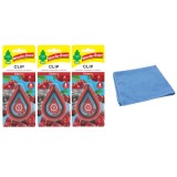 Odorizant auto&nbsp;Wunder- Baum Clip 3 Pack Cherry si Laveta Microfibra 30x40cm
