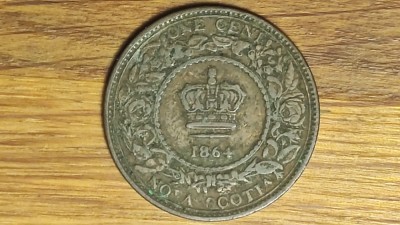 Canada provincii raritate - Nova Scotia - 1 cent 1864 bronz - Victoria tanara! foto