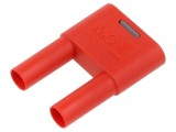 Conector banană 4mm punte stacabilă 32A roșie cu izolație