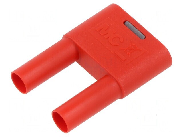 Conector banană 4mm punte stacabilă 32A roșie cu izolație