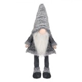 Figurină Decorativă, Gnome de Crăciun, Mișcare, Căciulă Gri Blană, &Icirc;nălțime 70 cm, Oem