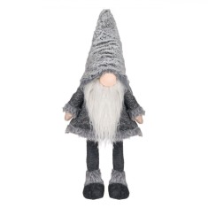 Figurină Decorativă, Gnome de Crăciun, Mișcare, Căciulă Gri Blană, &Icirc;nălțime 70 cm