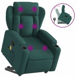 Cumpara ieftin Fotoliu rabatabil de masaj, cu ridicare, verde inchis, textil