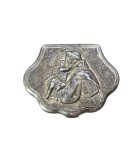 CUTIUȚĂ VINTAGE RELICVE /ROZARIU DIN METAL ARGINTAT CU SF&Acirc;NTUL ANTON DE PADOVA