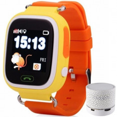 Ceas Smartwatch cu GPS Copii iUni Kid100, Touchscreen, BT, Telefon incorporat, Buton SOS, Orange + Boxa Cadou foto