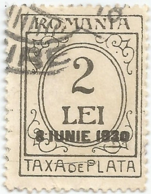 Romania, LP IV.16b/1930, Taxa de plata, supratipar 8 IUNIE 1930, eroare, oblit.2 foto
