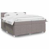Cumpara ieftin Pat box spring cu saltea, gri taupe, 200x200 cm, textil
