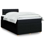 vidaXL Pat box spring cu saltea, negru, 120x200 cm, textil 3287432