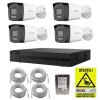 Kit supraveghere IP HiLook 4 camere 4MP PoE Dual Light 30m Microfon Difuzor, NVR 4 canale PoE 4K 8MP, Cabluri, HDD 1TB, Autocolant Rovision SafetyGuar