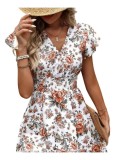 Rochie mini alba cu maneci fluturand L-XL