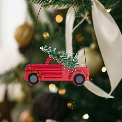 Ornament pom de Crăciun - mașină mică agățată - 10 x 7 cm - 4 buc / pachet foto